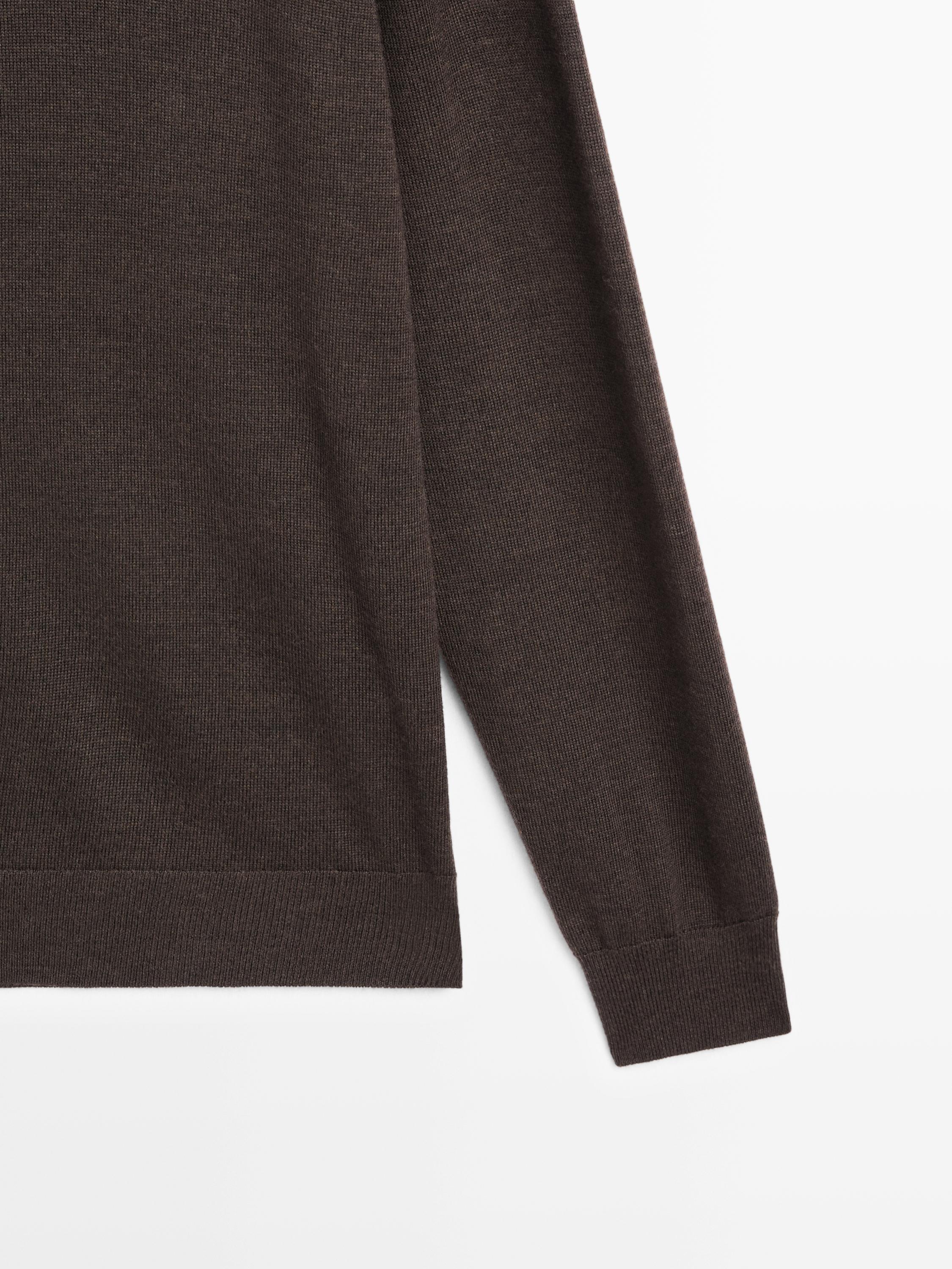 100% wool mock neck sweater with buttons